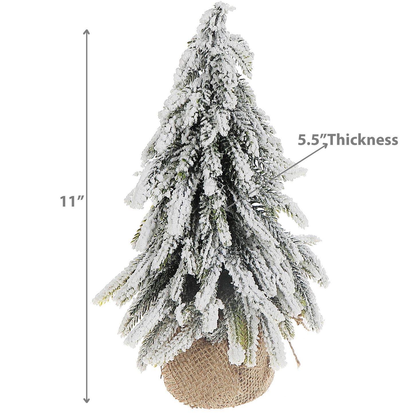 PINE TREE WITH BURLAP BASE (11") (SNOW COVERED)