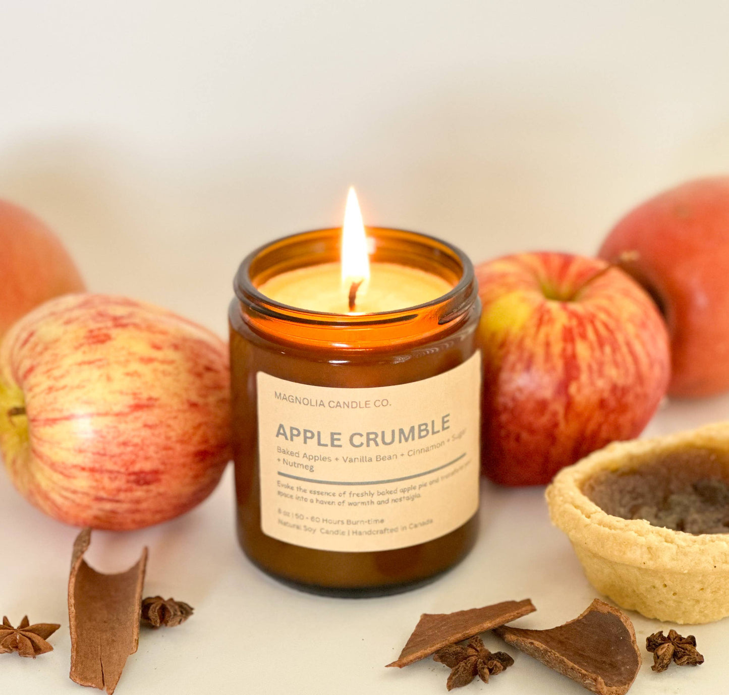 Apple Crumble - Amber Glass Jar Soy Candle: Amber Glass Jar / 8 oz