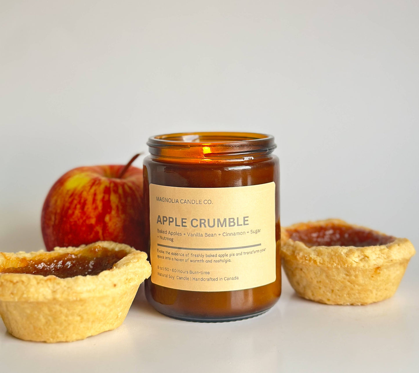 Apple Crumble - Amber Glass Jar Soy Candle: Amber Glass Jar / 8 oz