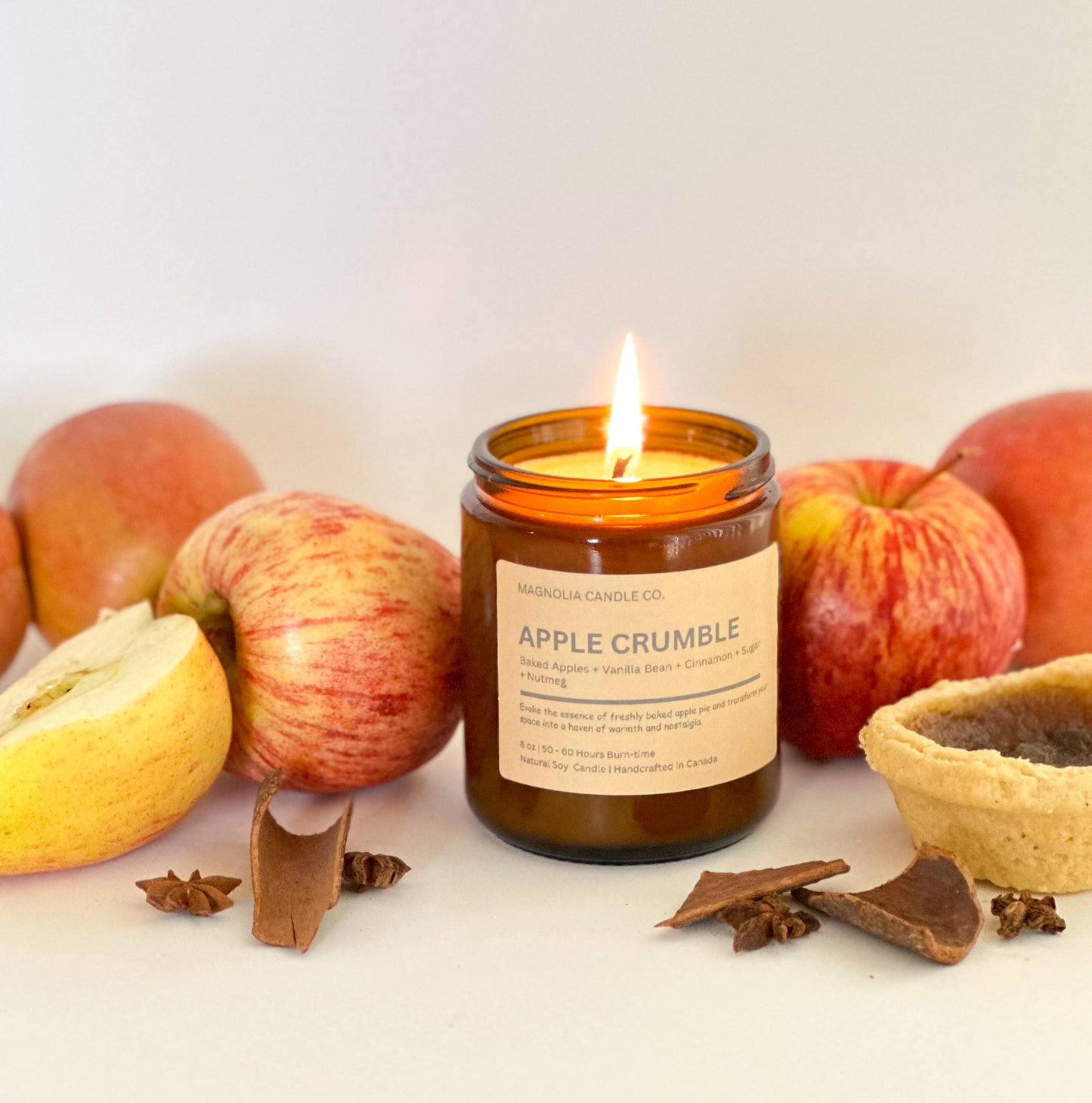 Apple Crumble - Amber Glass Jar Soy Candle: Amber Glass Jar / 8 oz