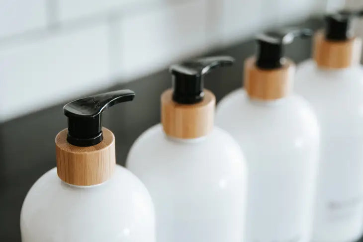 White minimalist pump bottles