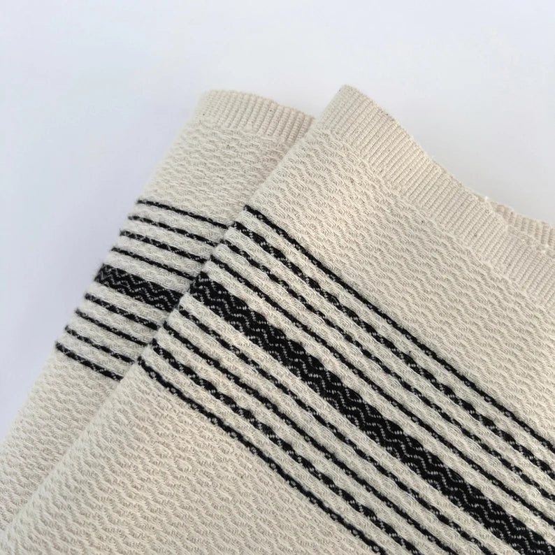 Black striped Textured Turkish Towels